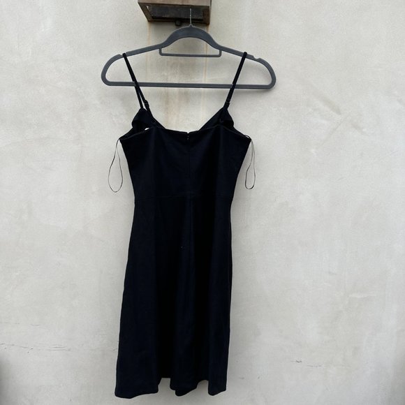 Vince Ruched Camisole Mini Dress Black Wool Blend A-line Skirt Small - Picture 9 of 10